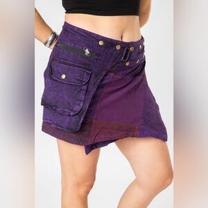 NWOT Mexicali Blues Kapasa Patch Mini Festival Skirt - Purple, One Size